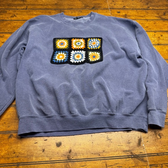 Nasty Gal Tops - Nasty Gal Collection Crochet‎ Granny Square Patch Sweatshirt Blue Purple Medium